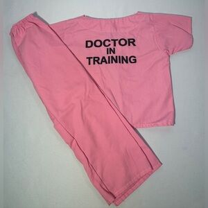 Pink Scrubs Set Costume Doctor In Training MD Dr Halloween Pants Top Girls Sz 4